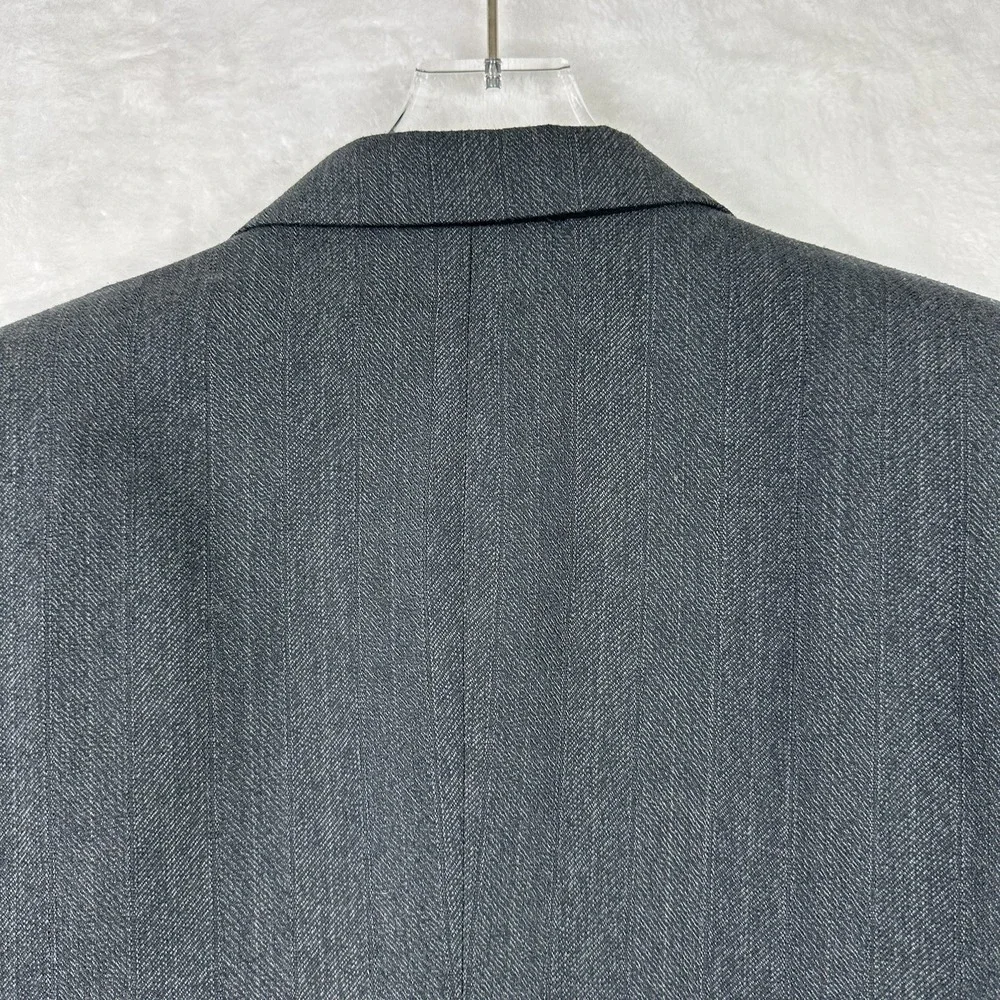 Hart Schaffner Marx‎ Mens 40R Double Breasted Black Herringbone Suit Jacket EUC